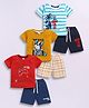 Little Ninja Cotton Knit Half Sleeves Gaming Console & Dog Printed Tees & Shorts Set - Multi Colour