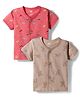 Pink Rabbit Sinker Knit Half Sleeves Jhablas With Bicycle & Dino Print Pack of 2-  Red & Beige