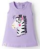 Pink Rabbit Sinker Knit Sleeveless Zebra Printed Frock - Mauve