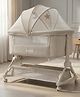 BAYBEE Bedside Crib for Baby with Rocking Mode | Bassinet for New Born with 4 Height Adjustable & Recline | Baby Cot with Mosquito Net & Storage Box | Bedside Basinet for 0 to 2 Years Boy Girl (kaki)