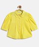 Campana 100% Cotton Woven Three Fourth Sleeves Pleated Top - Lemon Yellow