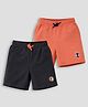 TRESNOVA Cotton Knit Pack Of 2 Never Give Up & champion Text Printed Anti Microbial Bermuda Shorts - Black & Orange