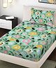 FABINALIV Green Floral 300 TC Cotton Blend 7D Single Bedsheet with 1 Pillow Cover
