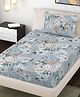 FABINALIV Grey Floral 300 TC Cotton Blend Single Bedsheet with 1 Pillow Cover