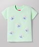 Babyhug Cotton Knit Half Sleeves Top With Butterfly Embroidery - Multicolor