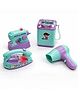 Toytales 4-in-1 Household Toy Set Mini Washing Machine, Vacuum Cleaner, Sewing Machine & Iron, Battery Operated Role Play Kit - Blue