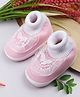 KIDSUN Butterfly Applique Detailed & Lace Embellished Booties - Light Pink