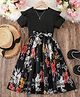 Bolly Lounge Cotton Blend Knit Half Sleeves Floral Printed Dress - Black