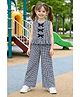 Aww Hunnie Cotton Woven Sleeveless Checked & Bow Applique Detailed Coordinating Top & Palazzo Set - Grey