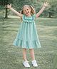 Aww Hunnie Cotton Woven Sleeveless Striped Frill Detailed Dress - Green