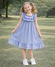 Aww Hunnie Cotton Woven Sleeveless Striped Frill Detailed Dress - Blue