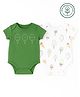 furr balls 100% Organic Cotton Woven Pack Of 2 Half Sleeves Ice Cream Printed Onesies   - Green & Off White