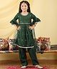 Cutiekins Rayon Woven Three Fourth Bell Sleeves Sequins Embellished Ethnic Motifs Embroidered Kurti Palazzos Set With Dupatta - Dark Green & Golden