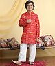 Cutiekins  Cotton Blend Woven Full Sleeves Bandhani Printed Kurta Pyjama Set - Red & White