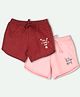 Ariel Cotton Knit Pack Of 2 I M A Cute Cat & Drama Queen Text Printed Shorts - Maroon & Pink