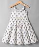 Babyhug Cambric Woven Sleeveless Ethnic Dress With Floral Print - White