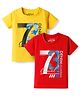 Dapper Dudes Embosis Hosiery Woven Half Sleeves 73 Printed T-Shirts Pack of 2 - Red & Yellow