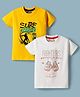 Dapper Dudes Embosis Hosiery Woven Half Sleeves Surfing & Boxing Printed T-Shirts Pack of 2 - White & Yellow