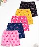 Trampoline Cotton Blend Knit Pack Of 5 Heart Crown & Bow Printed Shorts - Multi Colour