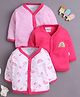 BUMZEE Cotton Knit Pack Of 3 Full Sleeves Rainbow Printed Jhablas - White & Baby Pink