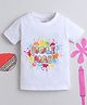 BUMZEE Cotton Knit Holi Theme Half sleeves Holi Hai Text Printed Tee - White