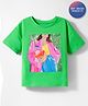 Korkak 100% Cotton Knit Drop Half Shoulder Girl Printed T-Shirt  - Green