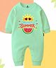 The Peppy Tend 100% Cotton Knit Full Sleeves My First Summer Text Printed Romper - Sea Green