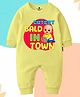 The Peppy Tend 100% Cotton Knit Full Sleeves Cute Bald In Town Text Printed Romper - Yellow