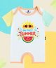 The Peppy Tend 100% Cotton Knit Half Sleeves My First Summer Text Printed Romper - Multi Colour