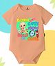 The Peppy Tend 100% Cotton Knit Half Sleeves Born Cute Now Bald Cute Text Printed Onesie - Peach
