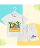 The Peppy Tend 100% Cotton Knit Half Sleeves Hello Summer Text Printed Tee & Shorts Set - White