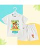 The Peppy Tend 100% Cotton Knit Half Sleeves Mom Dads Summer Star Text Printed Tee &  Shorts Set - White