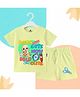 The Peppy Tend 100% Cotton Knit Half Sleeves Born Cutest Now Bald Cute Text Printed Tee & Shorts Set - Yellow