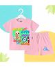 The Peppy Tend 100% Cotton Knit Half Sleeves Born Cutest Now Bald Cute Text Printed Tee & Shorts Set - Pink