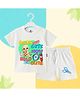 The Peppy Tend 100% Cotton Knit Half Sleeves Born Cutest Now Bald Cute Text Printed Tee & Shorts Set - White