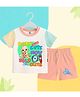 The Peppy Tend 100% Cotton Knit Half Sleeves Born Cutest Now Bald Cute Text Printed Colour Blocked Tee & Shorts Set - Multi Colour