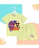 The Peppy Tend 100% Cotton Knit Half Sleeves My First Mundan Full Swag Text Printed Tee & Shorts Set - Yellow
