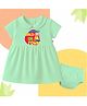 The Peppy Tend 100% Cotton Knit Half Sleeves Cutest Bald In Town Text Printed Dress with Bloomer Set - Sea Green