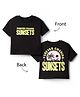 Vitamins 100% Cotton Knit Drop Shoulder Half Sleeves Beach Theme Front & Back Printed T-Shirt - Black
