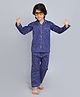 Little Clothing Cotton Woven Full Sleeves Space Theme Printed Coordinating Shirt & Pant Night Suit - Navy Blue