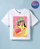 Vitamins 100% Cotton Knit Drop Shoulder Half Sleeves Girl Printed T-Shirt - White