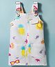 Vitamins Cotton Woven Sleeveless Dungaree with Pineapple Print - Off White