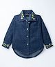Vitamins Cotton Woven Full Sleeves Denim Shirt with Floral Embroidery - Navy Blue