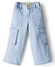 Vitamins Cotton Full Length Washed Jeans With Cargo Pockets - Light Blue