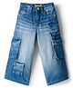 Vitamins 100% Cotton Full Length Washed Jeans With Cargo Pockets - Blue