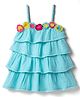 Vitamins 100% Cotton Woven Sleeveless Frock With Corsage - Aqua Blue