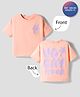 Vitamins 100% Cotton Knit Drop Shoulder Half Sleeves Beach Theme Printed T-Shirt - Peach
