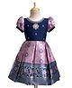 Enfance Silk Woven Half Sleeves Floral Banarasi Printed & Embroidered Pattu Pavdai Dress - Navy Blue