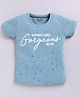 Kidcity Cotton Knit Half Sleeves Gorgeous Text Printed Top - Blue
