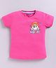 Kidcity Cotton Knit Half Sleeves Smiley & Kidlife Text Printed Top - Pink